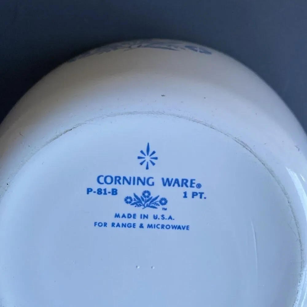 CorningWare P-81-B 1 Pint Casserole Blue Floral Ceramic with Glass Lid